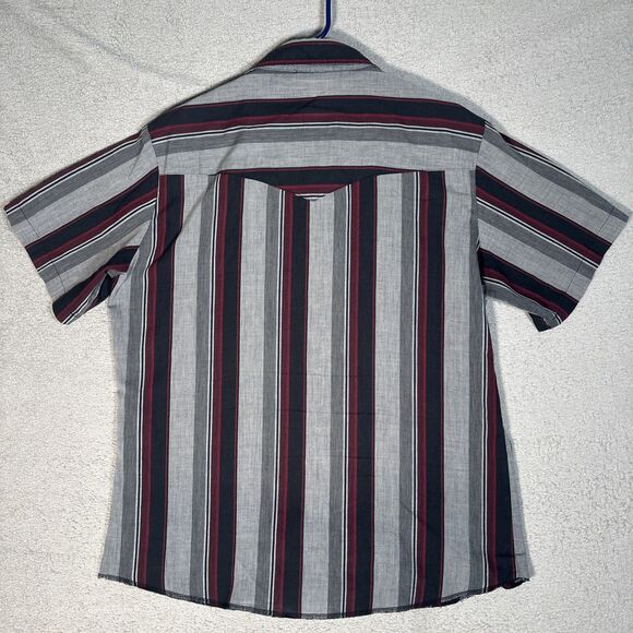 Vintage Rustler Western Shirt Men’s L Pearl Snap Gray Black X Long Tails Yoke - Picture 9 of 13